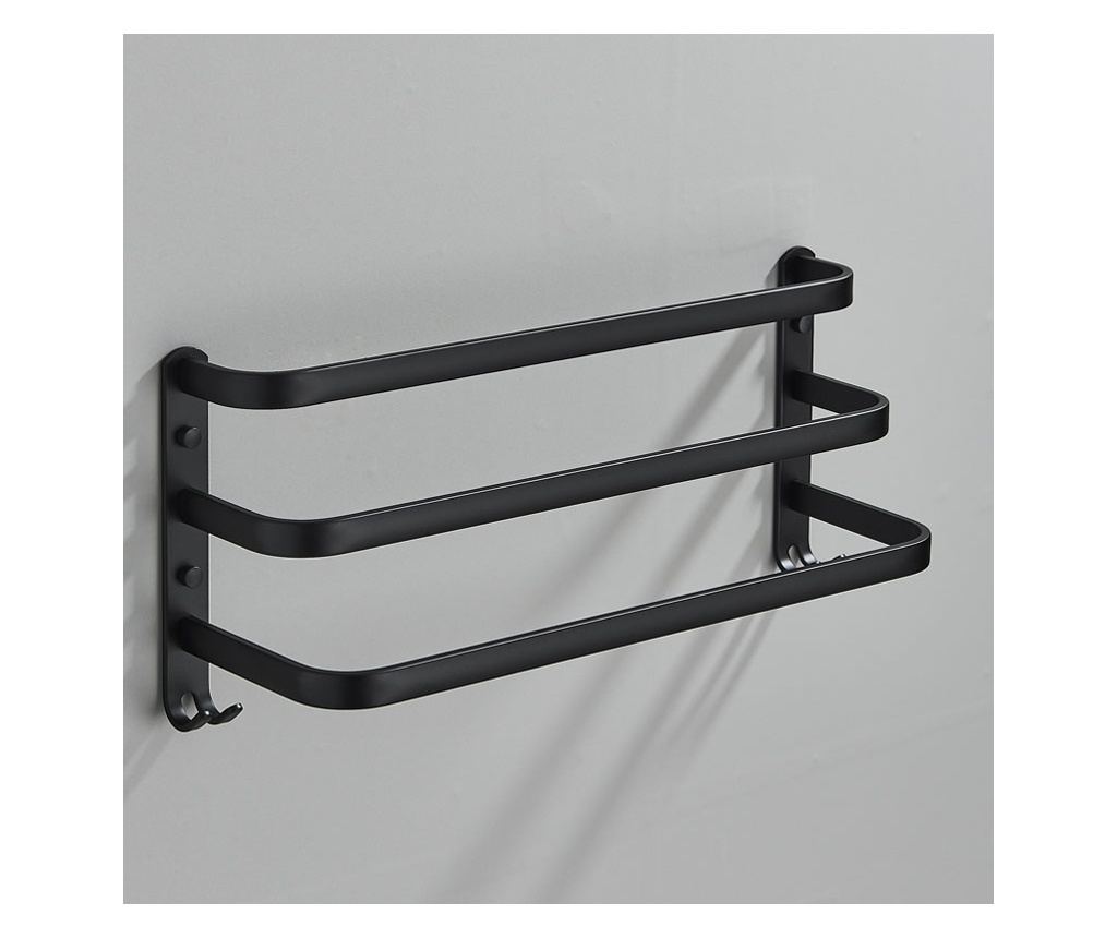 Blackswan Držiak na uteráky do kúpeľne, typ M13, trojitý, matná čierna s háčikmi, 50 cm - 5
