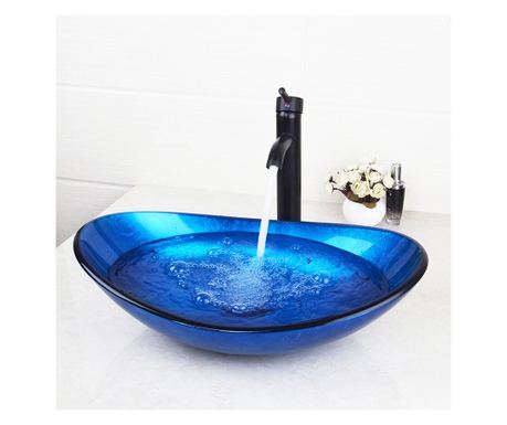 Set za kupaonicu, umivaonik i slavina, Blackswan, M5 Type, Intense Blue, 56 cm