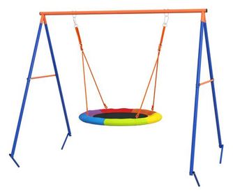 Complex de joaca, leagan tip cuib de barza, material Oxford, multicolor, 196x172x180 cm