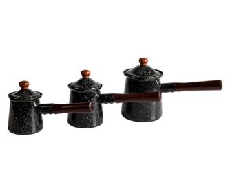 Set ghivece cu capac Rosberg R51305J3C, 9/10/12 cm, Email, Negru/maro