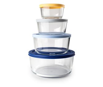4 Ibili tokból álló készlet, boroszilikát stic, 234/472/944/1652 ml, átlátszó/többszínű