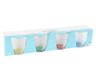 Szett 4 pahare Kiváló háztartási cikkek, sticla, 8.5x9 cm, 300 ml, átlátszó/többszínű