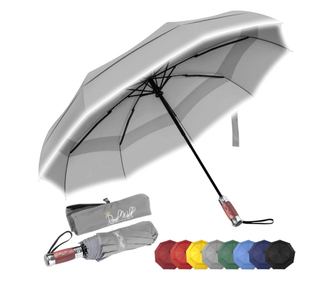Umbrela de Lux pliabila „Royal Walk", cu Deschidere si Inchidere Automata, Pentru femei si barbati, Uscare rapida, 103cm, Gri