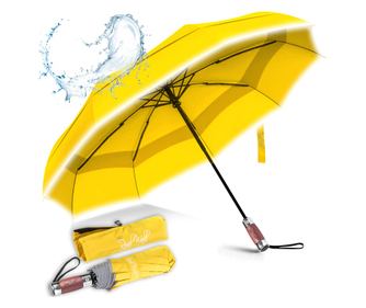 Umbrela de Lux pliabila „Royal Walk", cu Deschidere si Inchidere Automata, Pentru femei si barbati, Uscare rapida, 103cm, Galben