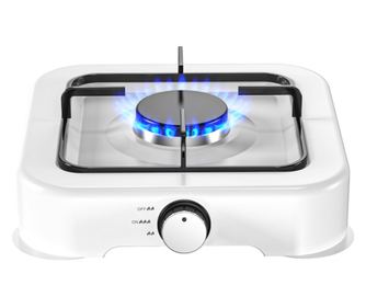 Plita cu un singur gaz Rosberg R51454C1, 2.2 kWh, 30 mbar, Otel carbon, Alb