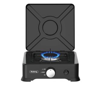 Plita cu un singur gaz cu capac Rosberg R51454E1L, 2.2 kWh, 30 mbar, Aprindere automată, Negru