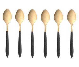 Set 6 lingurite pentru desert/cafea Ares Gold, Casa Bugatti - ASGDN-004N07, auriu/negru