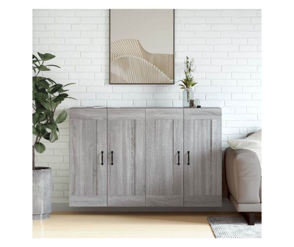 Falira szerelhet szekrnyek, 2 db, szrke Sonoma, laminlt fa