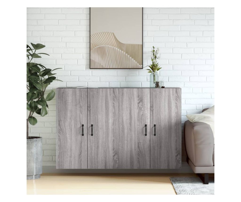 Falira szerelhet szekrnyek, 2 db, szrke Sonoma, laminlt fa