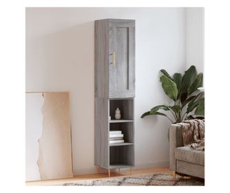 Dulap înalt, gri sonoma, 34,5x34x180 cm, lemn prelucrat