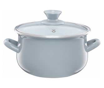 Oala email cu capac 20cm, 3.8L, gri, EMALIA OLKUSZ Pyza