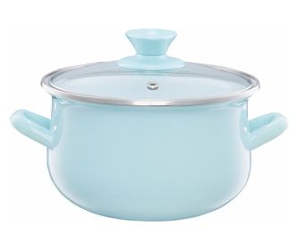 Oala email cu capac 22cm, 5L, menta, EMALIA OLKUSZ Pyza