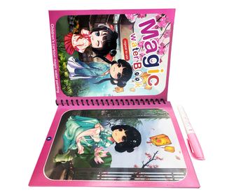 Водна книжка за оцветяване тип Magic Book на английски, Linomag®, манга, за многократна употреба, За момичета и момчета над 3 го