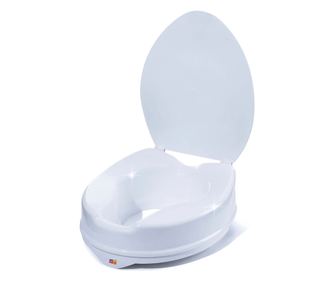 Inaltator WC cu capac Linomag®, 15 cm inaltime, Sistem de prindere reglabil pentru vasul de toaleta, Alb