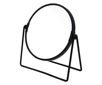 Oglinda machiaj pentru baie din otel inoxidabil, Summer S, stativa, negru, 1:1 sau marire 5X, diametru 16 cm