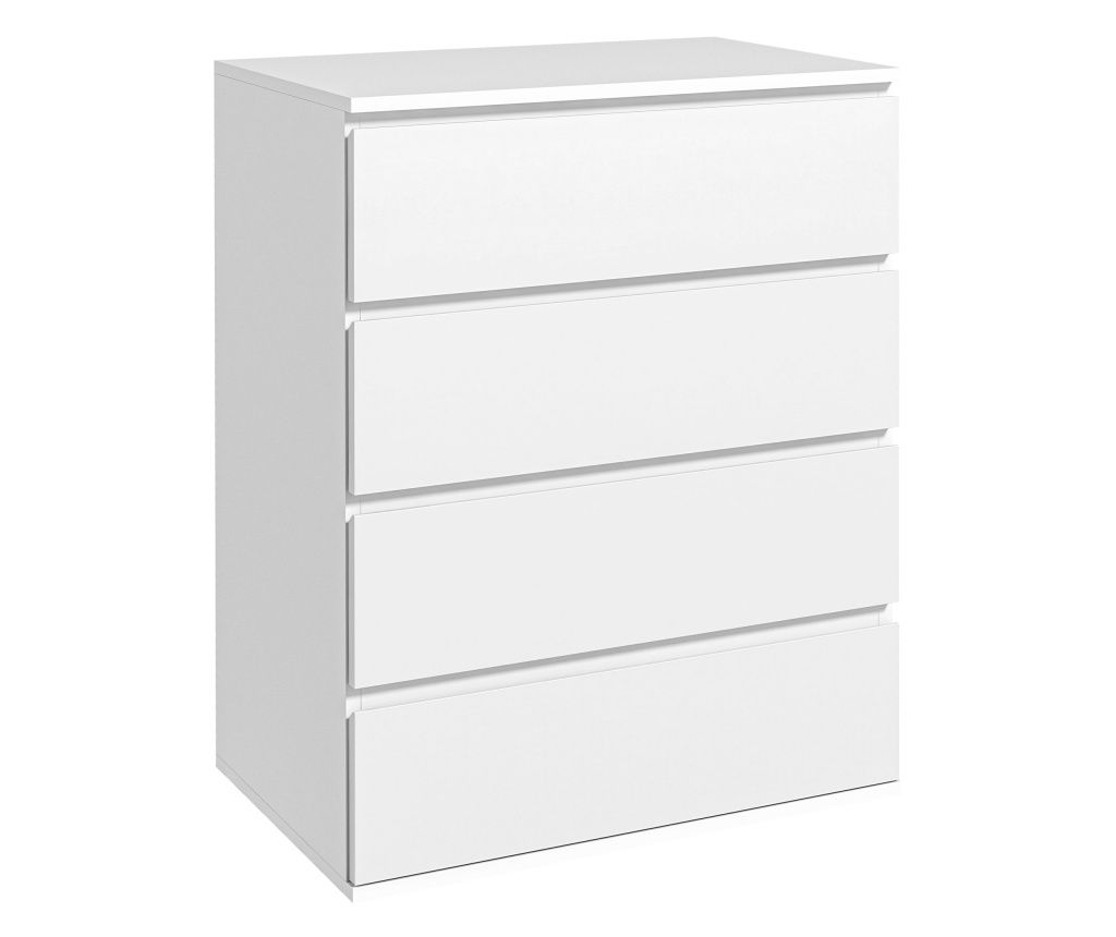 Comodă Dormitor cu 4 Sertare, Mobilier Dormitor din Lemn, pentru Living, Bucătărie și Hol, 60x40x80 cm, Alb