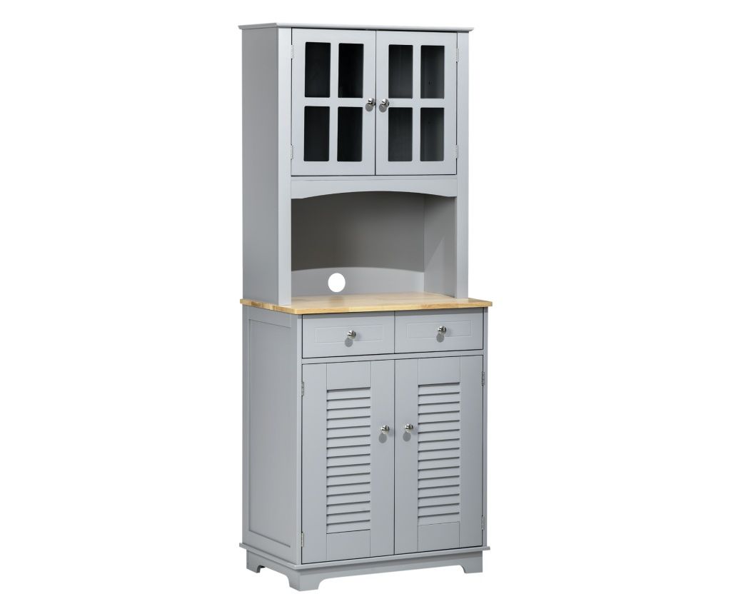 Kitchen Buffet, Wood Furniture, Classic Style Kitchen Cabinet, Gray, 68x39.5x170cm