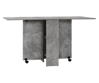 Сгъваема дървена маса за 4-6 човека, сгъваема маса за хранене с колела, 75x140x74 см, сива