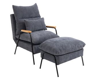 Scaun de accent cu puf, fotoliu confortabil reclinabil cu spatar reglabil, cadru din otel si perna pentru camera de zi, dormitor