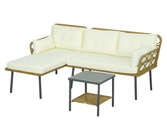 Комплект градински мебели от 3 части със диван