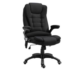 Масажен офис стол с регулируема височина, 6 масажни точки и отопление, 67L x 74D x 107-116H см, черен