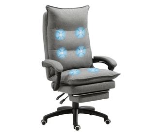 Scaun de birou ergonomic cu inclinare si masaj in 6 Puncte, inaltime reglabila, 70x62x120-130 cm, Gri