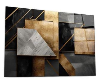 Tablou Sticla, Abstract Gold Square, 80x120cm