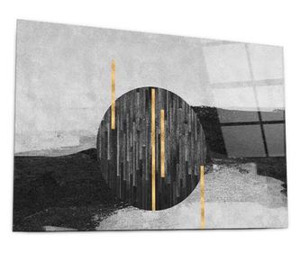 Tablou Sticla, Modern Circle With Gold, 80x120cm