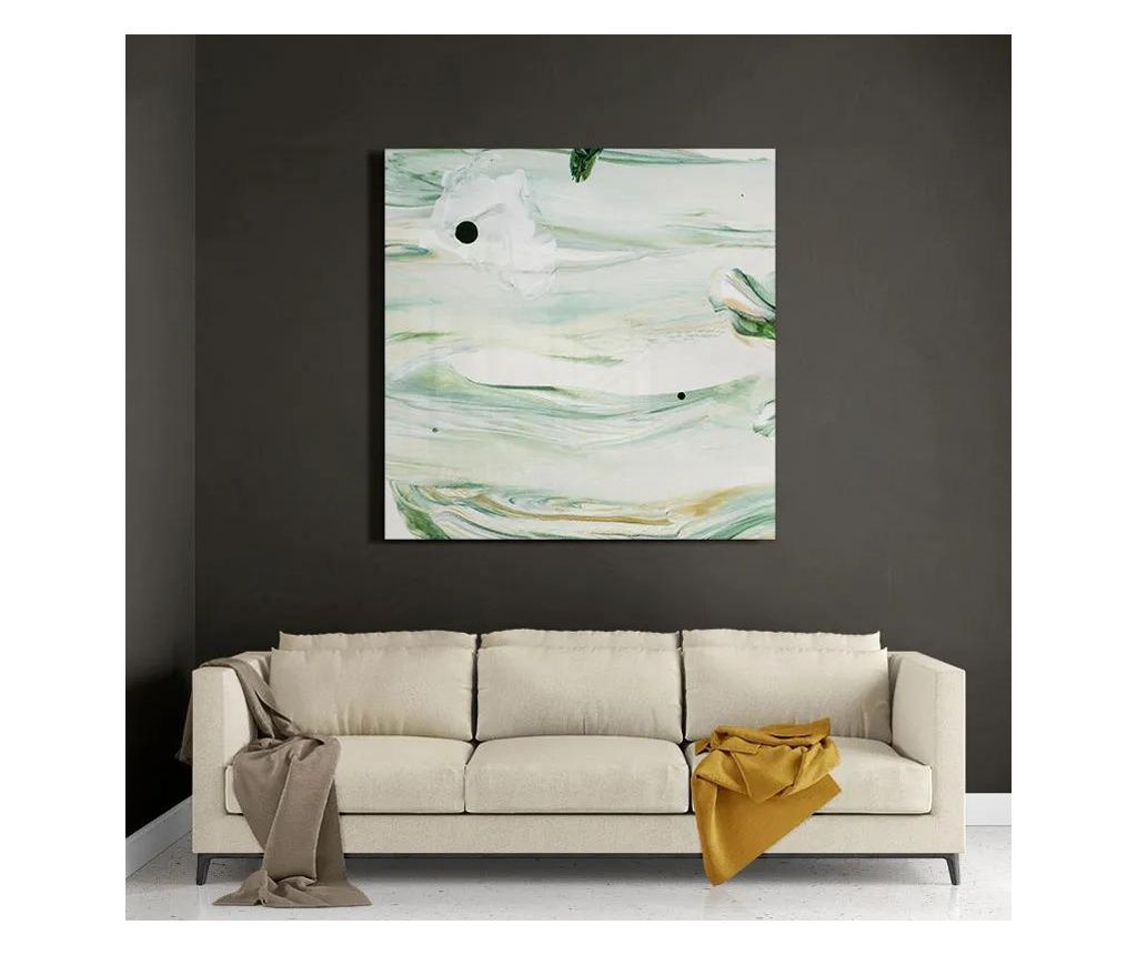 Tablou Sticla, Light Green Painting, 100x100cm