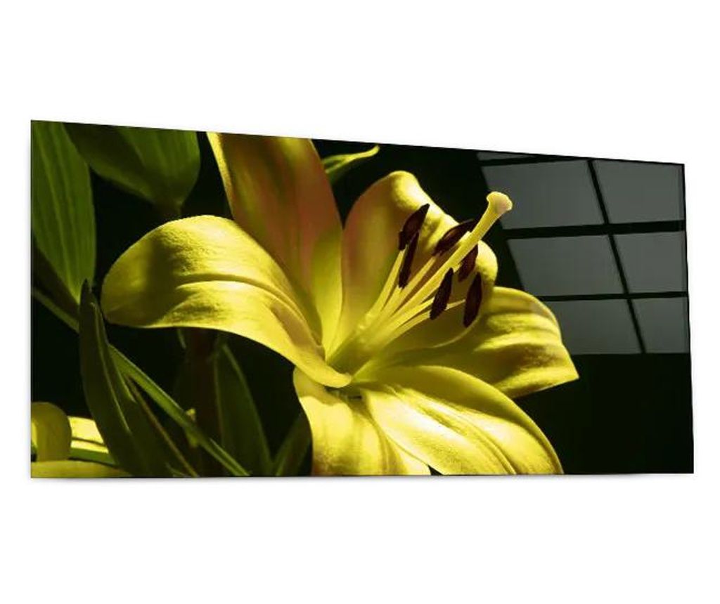 Tablou Sticla, Yellow Gold Exotic, 60x150cm