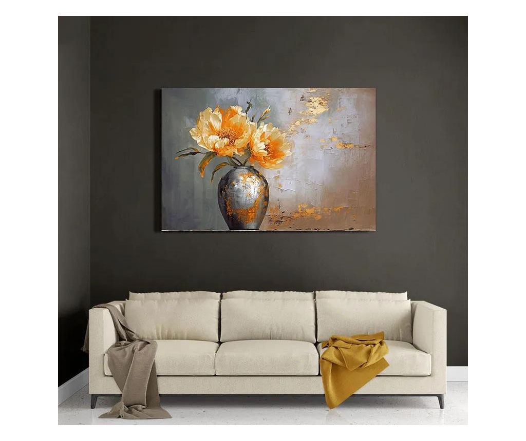Tablou Sticla, Grey Painting Vase, 70x100cm