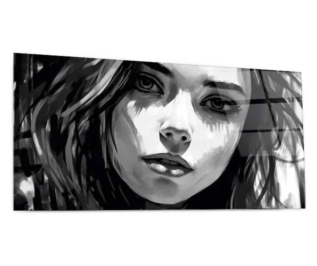 Tablou Sticla, Grey Woman Painting, 60x120cm