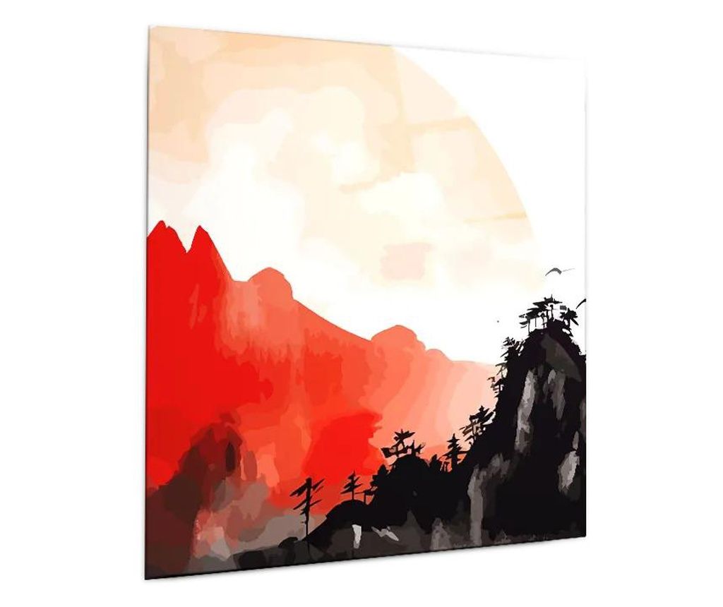 Tablou Sticla, Red Black Mountain, 100x100cm