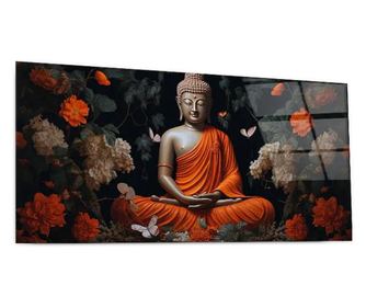 Tablou Sticla, Butterfly Buddha, 60x150cm