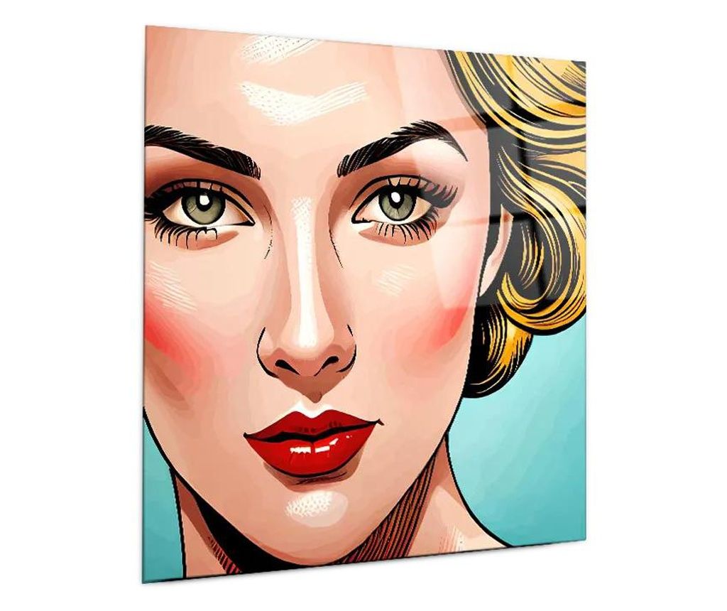 Tablou Sticla, Pop Blonde Lady, 100x100cm