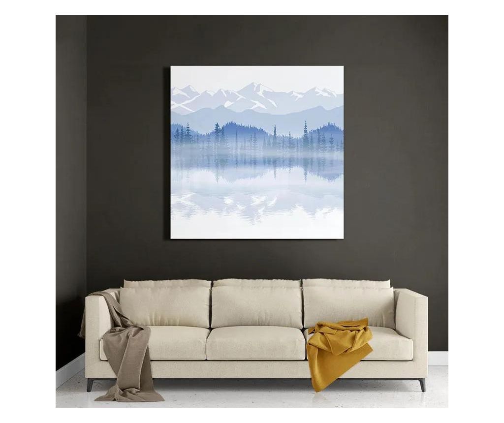Tablou Sticla, Blue Lake Mountain, 100x100cm