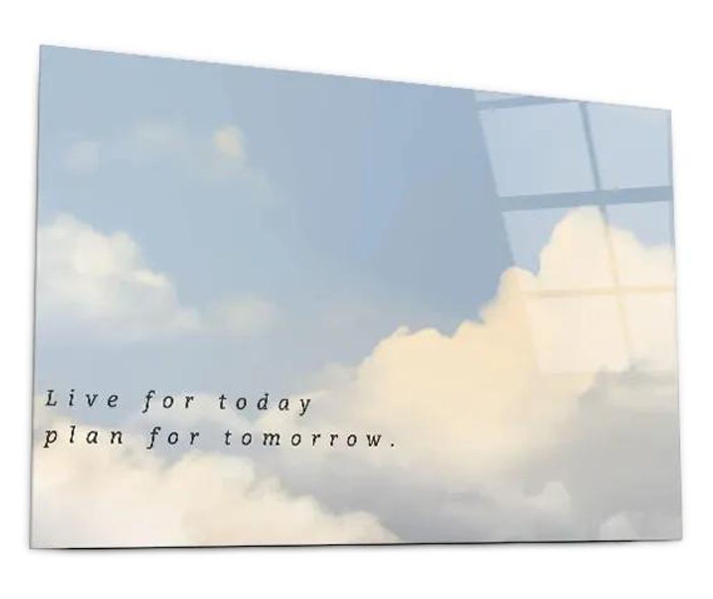 Tablou Sticla, Clouds Text Blue, 50x70cm