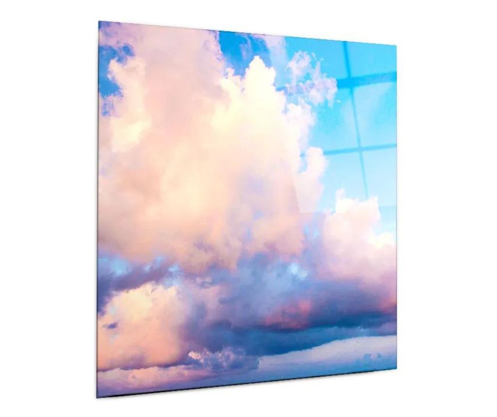 Tablou Sticla, Dreamy Pink Clouds, 100x100cm