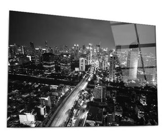 Tablou Sticla, Grey Lights City, 80x120cm