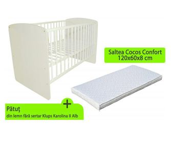 Κρεβάτι Klups Karolina II Λευκό + Στρώμα 8 MyKids Confort II
