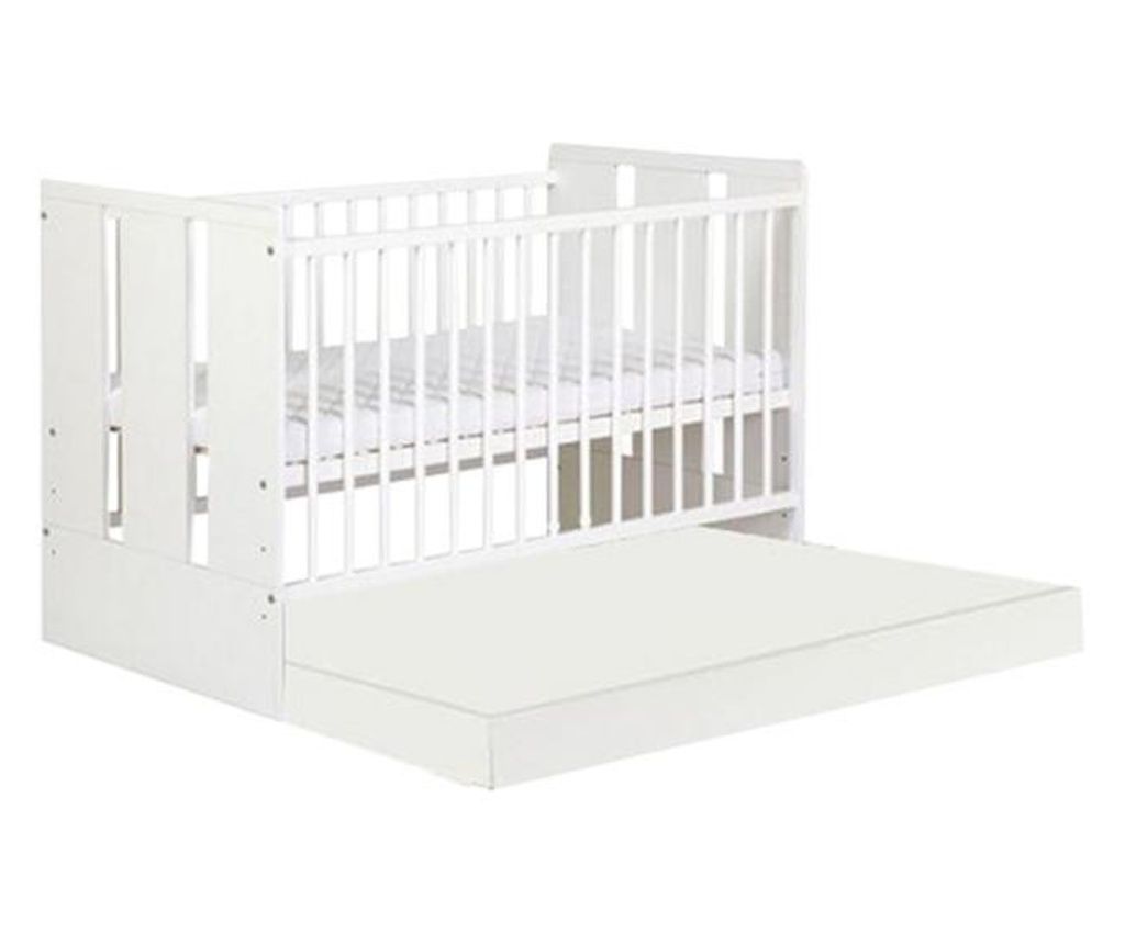 KLUPS Paula Fehér Fa Babaágy Fiókkal