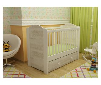 MyKids HAPPY Κρεβάτι Μωρού με Συρτάρι και Λειτουργία Κούνιας, Λευκό-Αντίκα A428