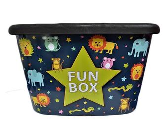 Kućica za pohranu za djecu, 50 litara, FUN BOX V2, višebojno sa životinjicama
