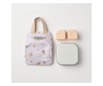 Set geanta termoizolanta Mealtote cu cutie Grow bento, Miniware Ready Go Bento, 4 piese, Golden Swallow