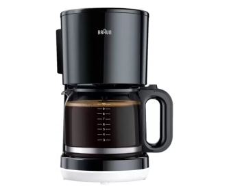 Cafetiera Braun KF1100BK, 1000 W, Carafa din sticla, Capacitate 1.38 L, Filtru pivotant, Sistem anti-picurare, Oprire automata,