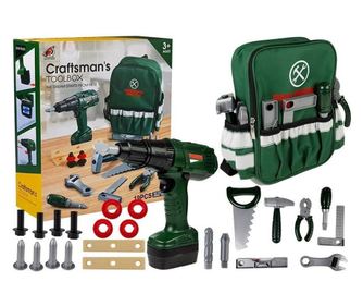 Set alatki za igru za djecu, sa posebnim zelenim ruksakom, LeanToys, 4848