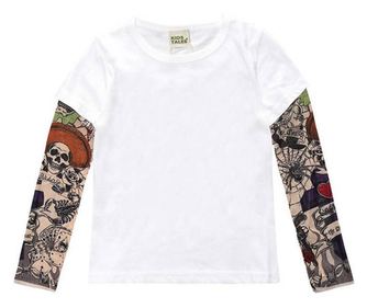 Tricou copii alb cu tatuaj Drool (Marime: 130, Model: Model C)