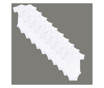 Set 10 body-uri din bumbac albe cu maneca scurta Drool (Marime: 12-18 Luni)