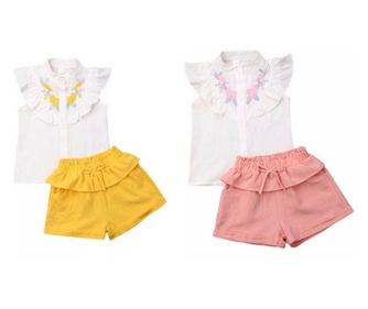 Set camasuta si pantaloni cu broderie Drool (Culoare: Roz, Marime: 120)