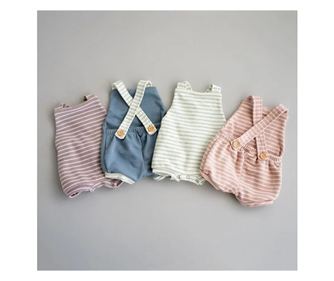 Salopeta cu dungi pentru bebelusi (Culoare: Alb, Marime: 100)